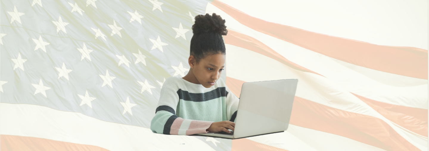 Civics Education as a National Security Priority Image - student with American flag in background